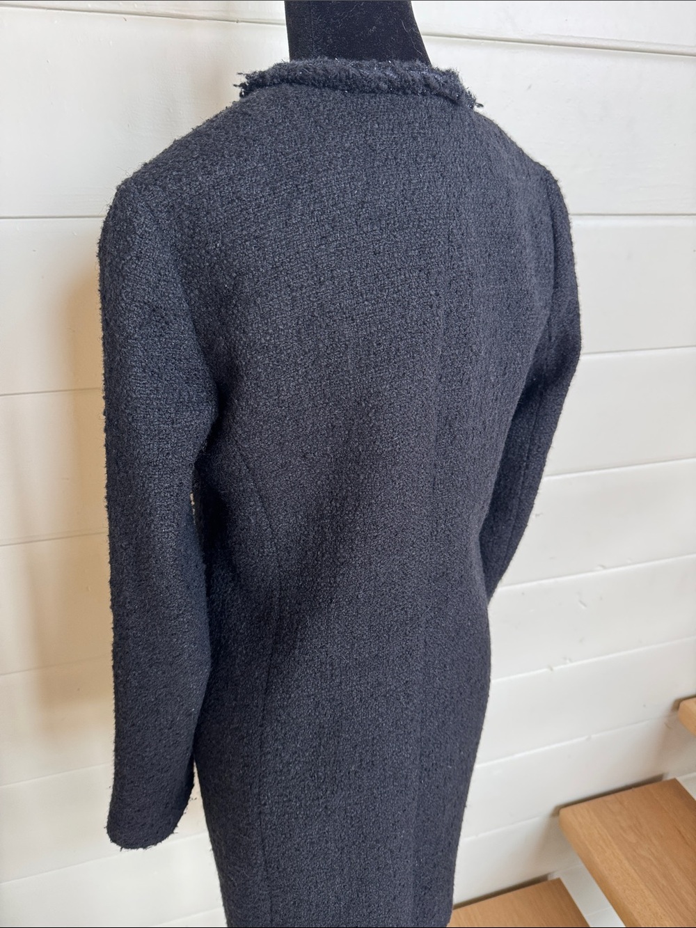 J.Crew Collection Black Bouclé Lady Coat Braided Fringe Trim Wool Blend Size 2 - Picture 5 of 15